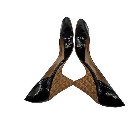 MICHAEL Michael Kors Black Patent Peep Toe Espadrille Wedge Heels Size 10 Womens - Picture 6 of 9
